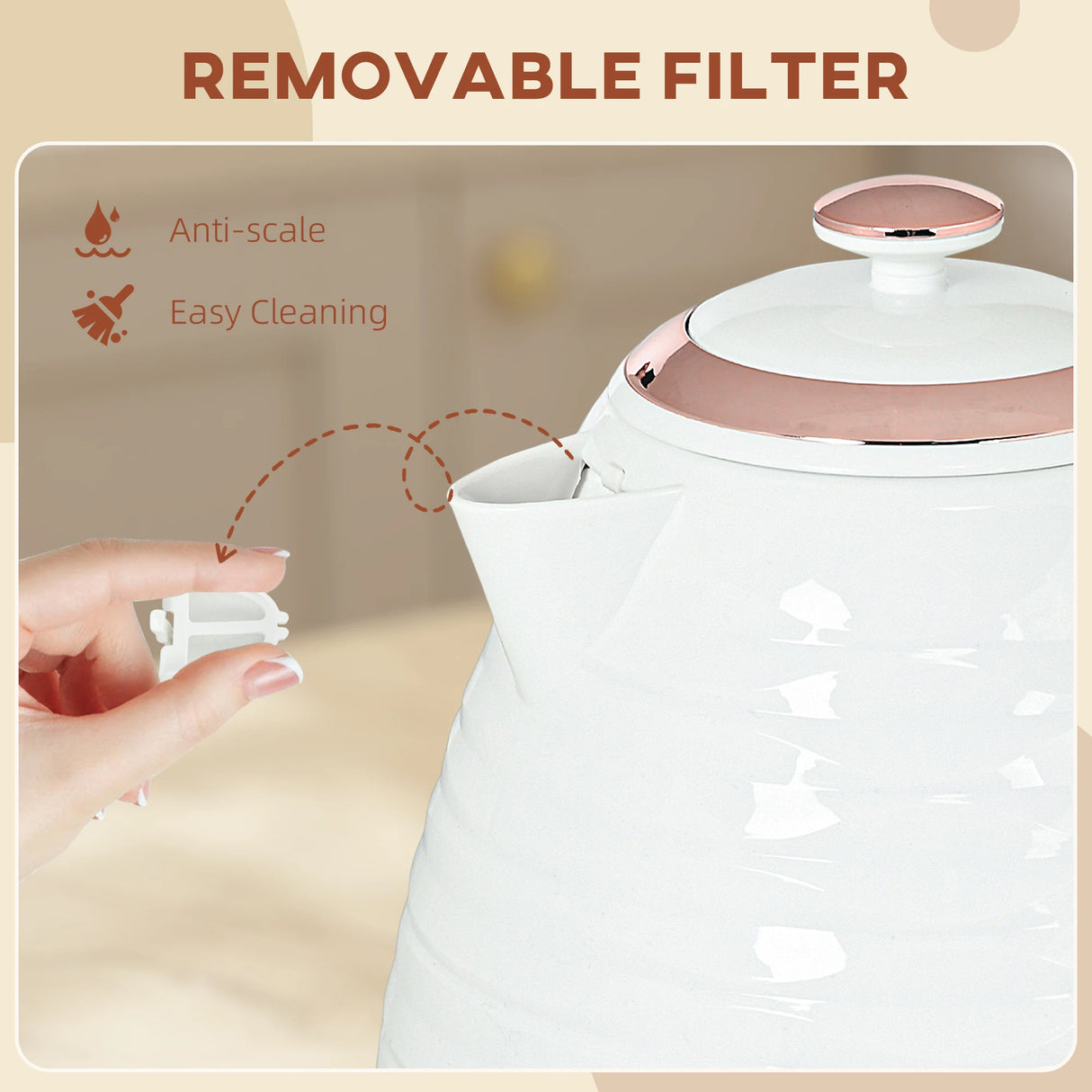 HOMCOM 3kW Rapid Boil Honeycomb Kettle - Cream