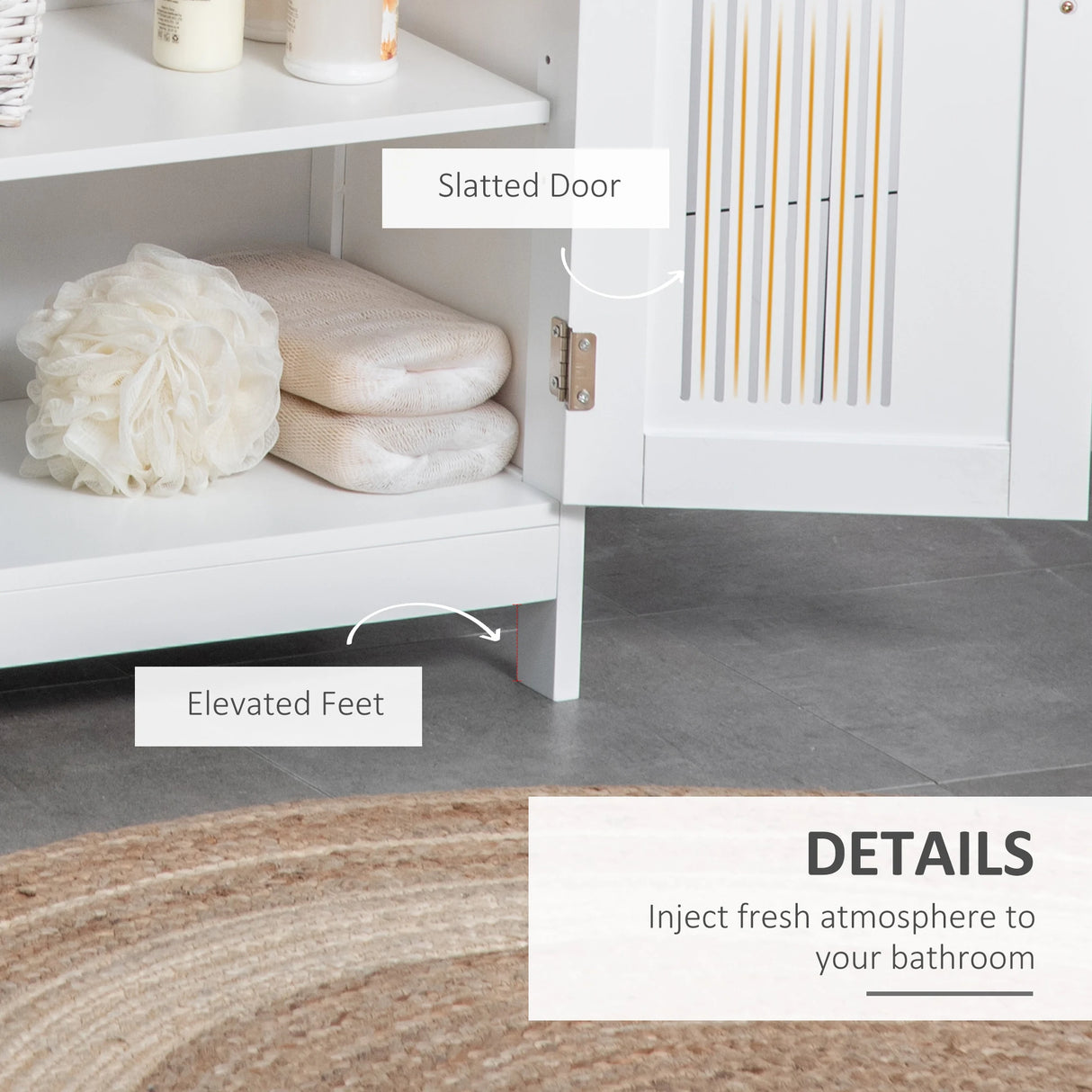 kleankin Modern Bathroom Floor Cabinet - White