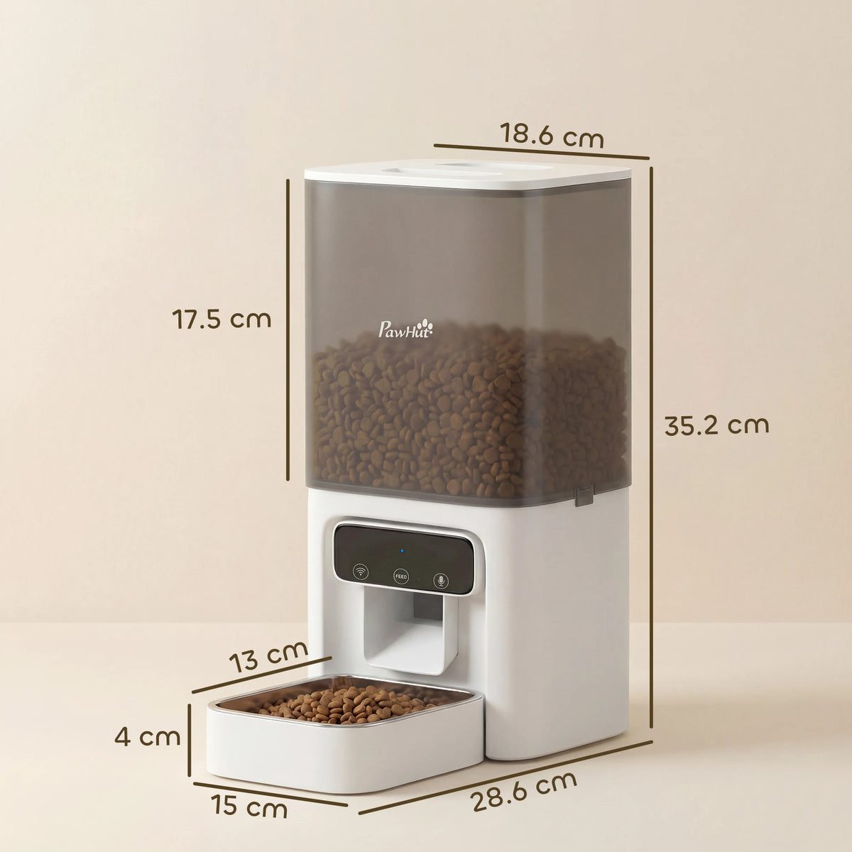PawHut Automatic Cat Feeder, 4.5L WiFi Cat Food Dispenser with Timer, Programmable 1-10 Meals, Auto Pet Feeder
