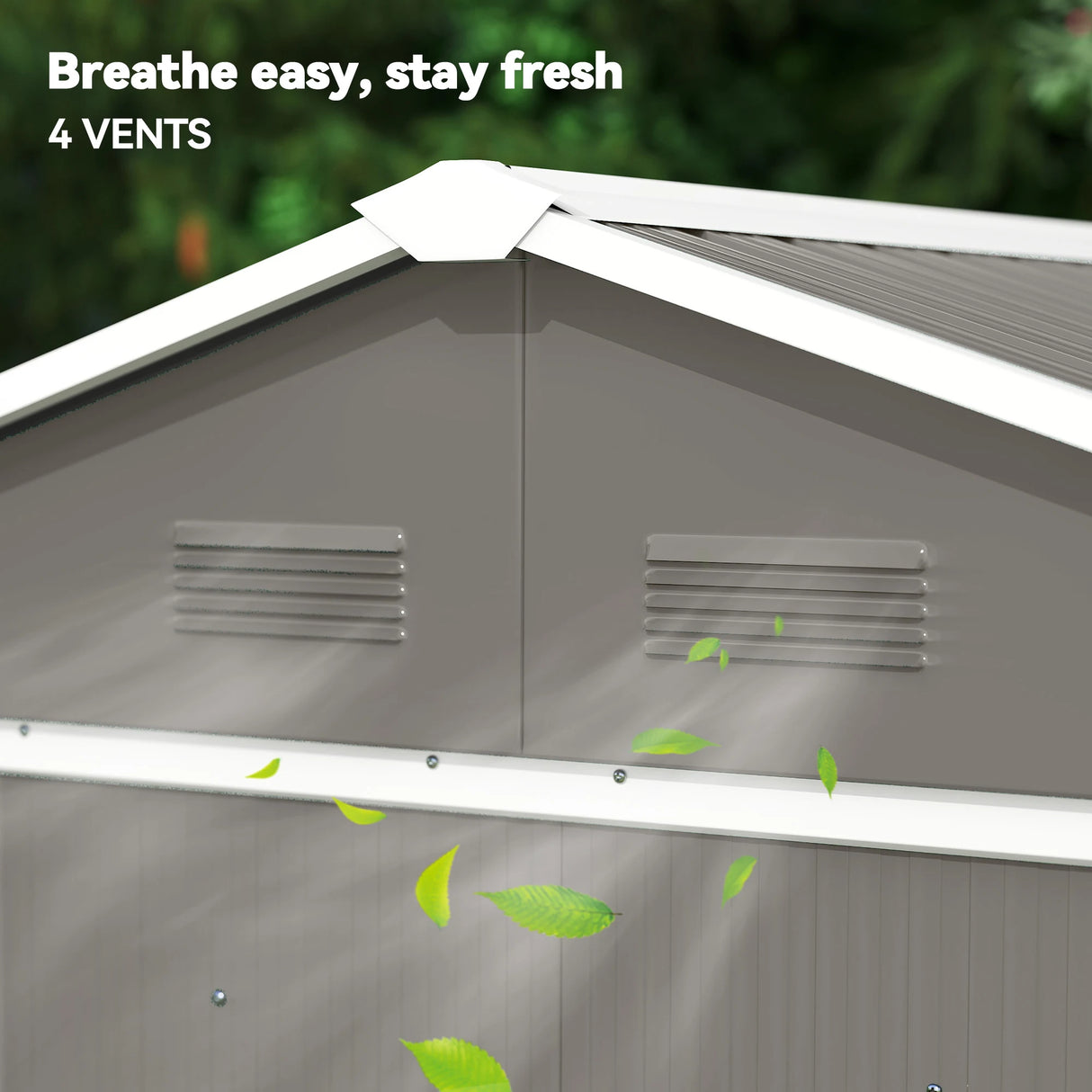 Outsunny 6.5ft x 3.5ft Metal Garden Storage Shed for Outdoor Tool Storage with Double Sliding Doors and 4 Vents, Grey