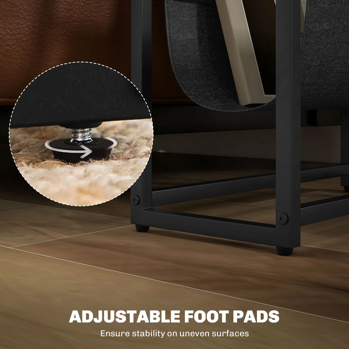 HOMCOM Narrow Side Table, End Table with 3-Tier Storage, V-Shaped Magazine Holder for Living Room, Bedroom, 43 x 18 x 56 cm, Ru