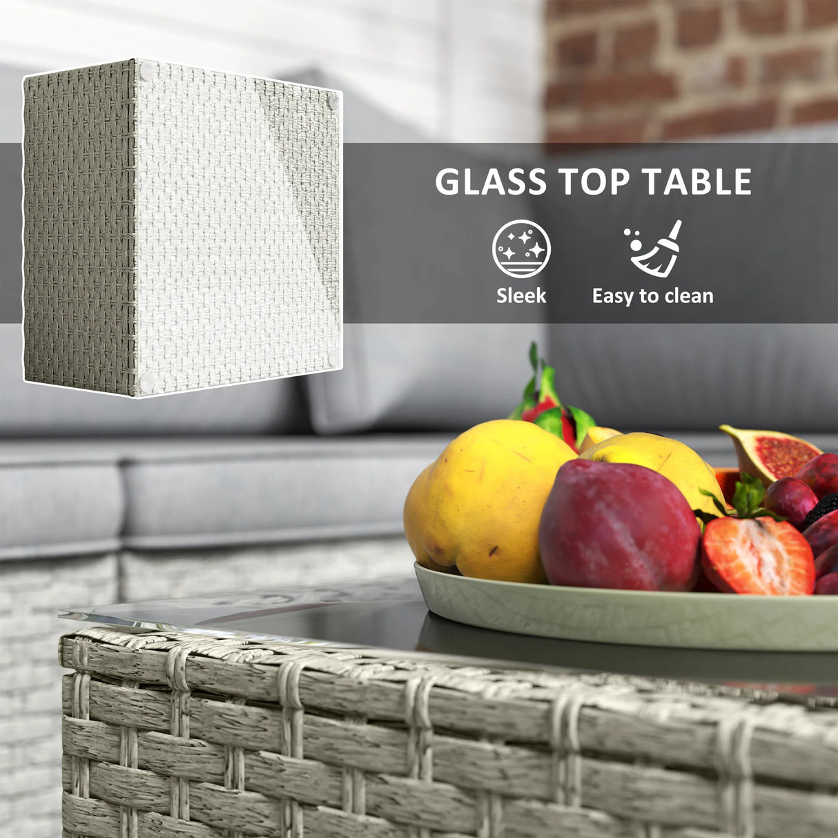 Outsunny Seven-Piece Modular Rattan Set - Light Brown