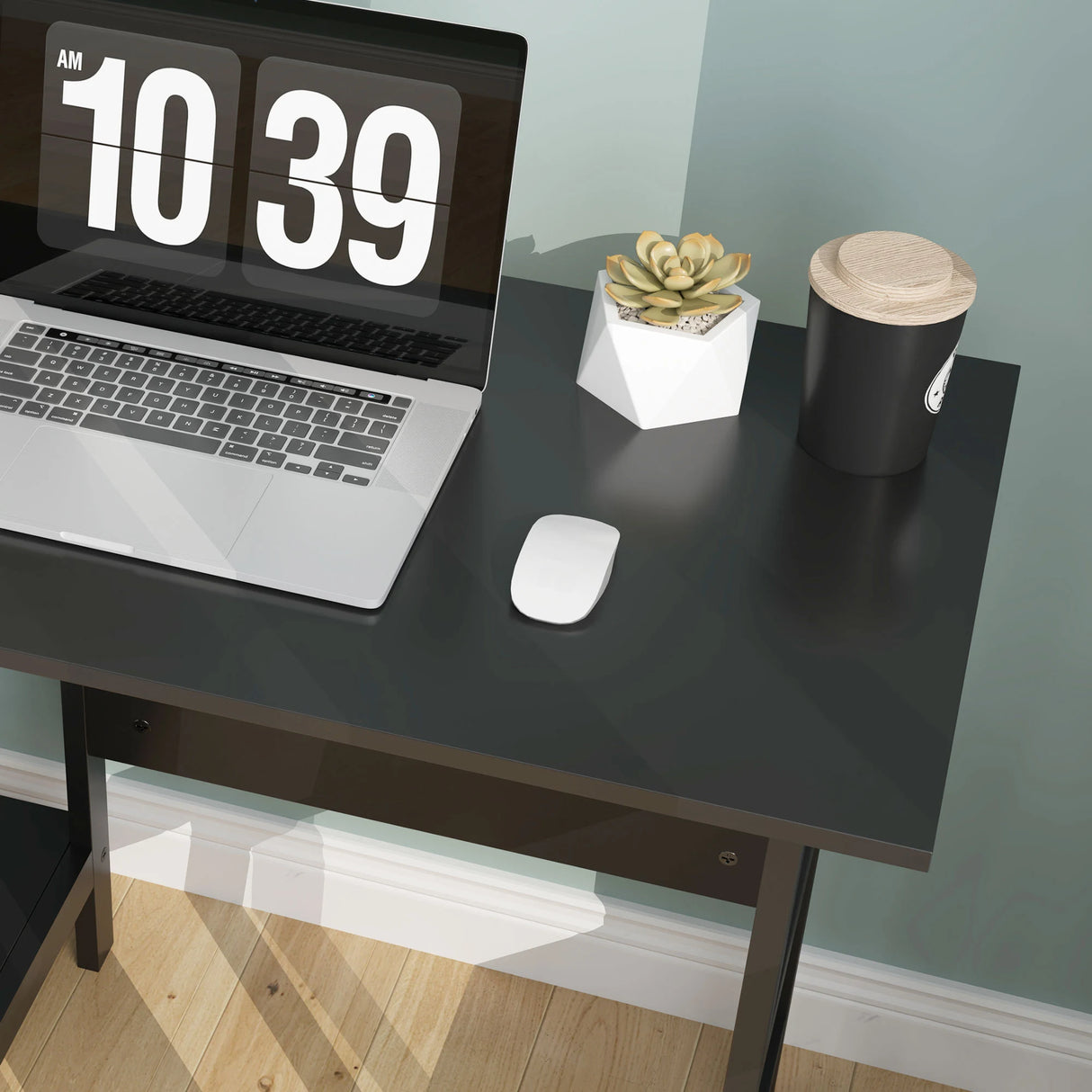 HOMCOM Compact Computer Desk with Storage Shelves, Study Table with Bookshelf, PC Table Workstation for Home Office, Study, Easy Assembly, 106 x 51cm, Black