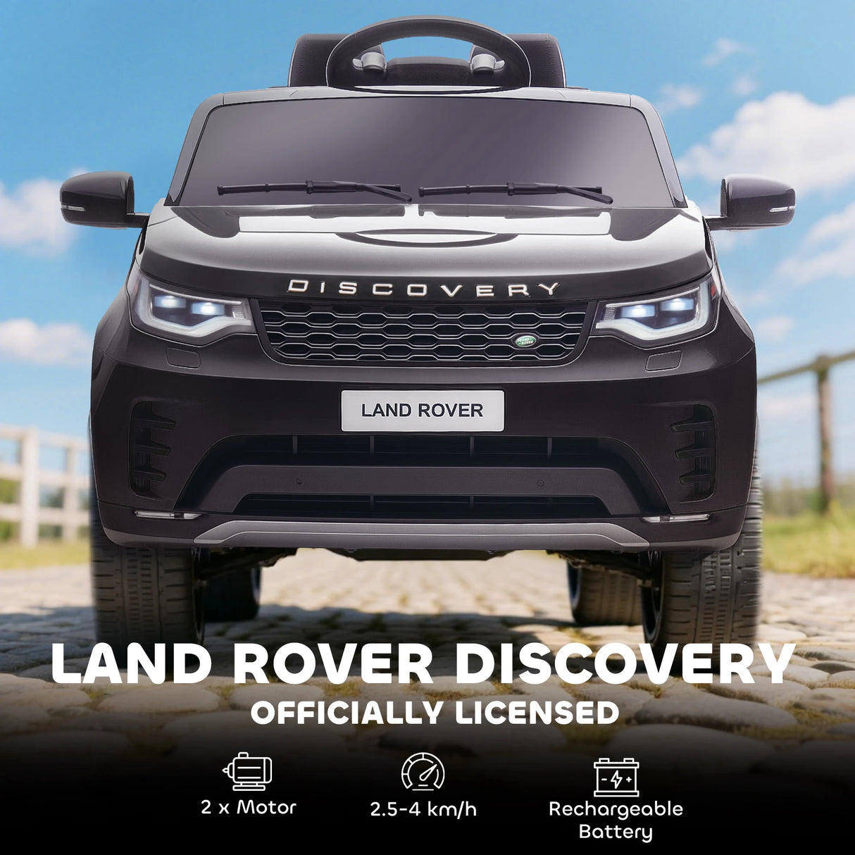 AIYAPLAY Land Rover Discovery Licensed 12V Kids Electric Car with Remote, 4 Wheel Suspension, Slow Start, Lights, Music, Black