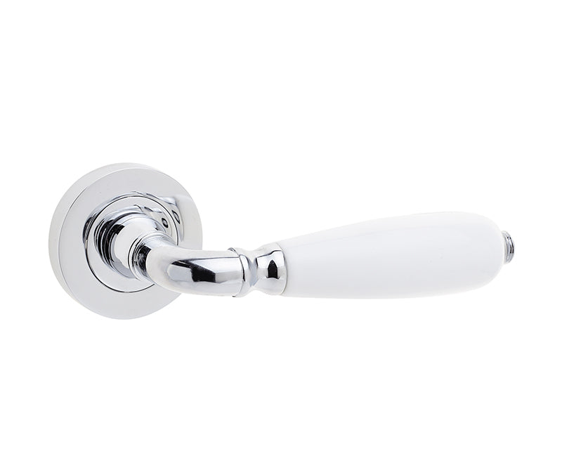 Oxford Handle on Rose Polished Chrome & White Porcelain