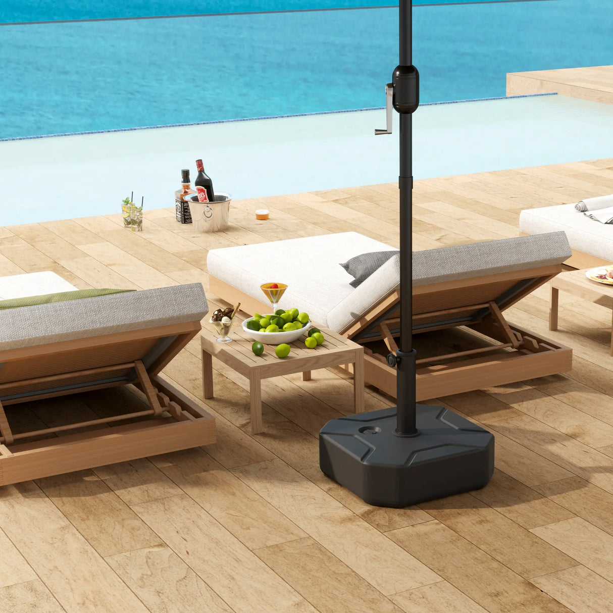 Outsunny Square Garden Parasol Base, Garden Umbrella Stand Heavy Duty Parasol Base, Filled Up to 25kg with Stand or 20kg with Water for for 38, 48 mm Poles, Black