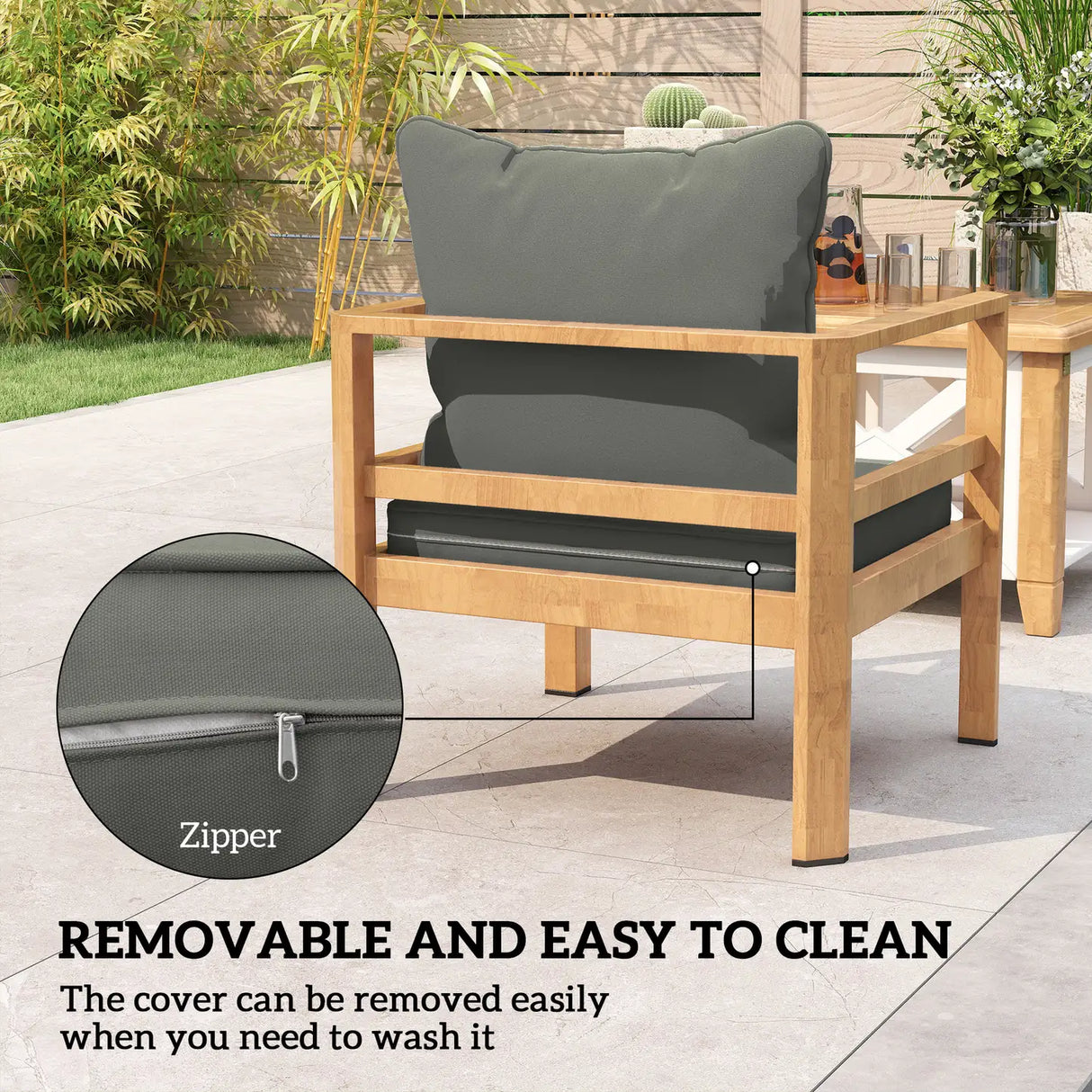 Outsunny Seat and Back Padded Cushion Set, CUSHION ONLY - Charcoal Grey