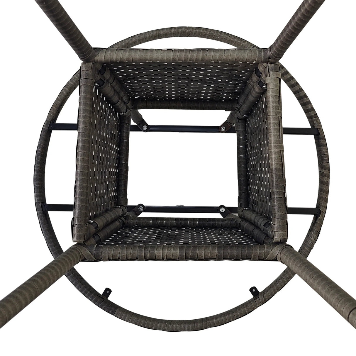 Outsunny 70 cm Wood-Effect Rattan Garden Table - Grey