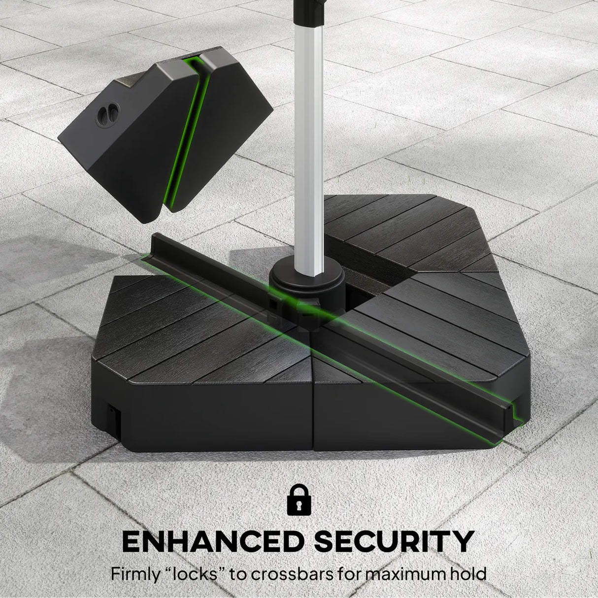 Outsunny Umbrella Weights for Cantilever Parasols, Set of 4 Heavy Duty Parasol Base Stand Weights, 80kg Sand or 60kg Water Filled, Black