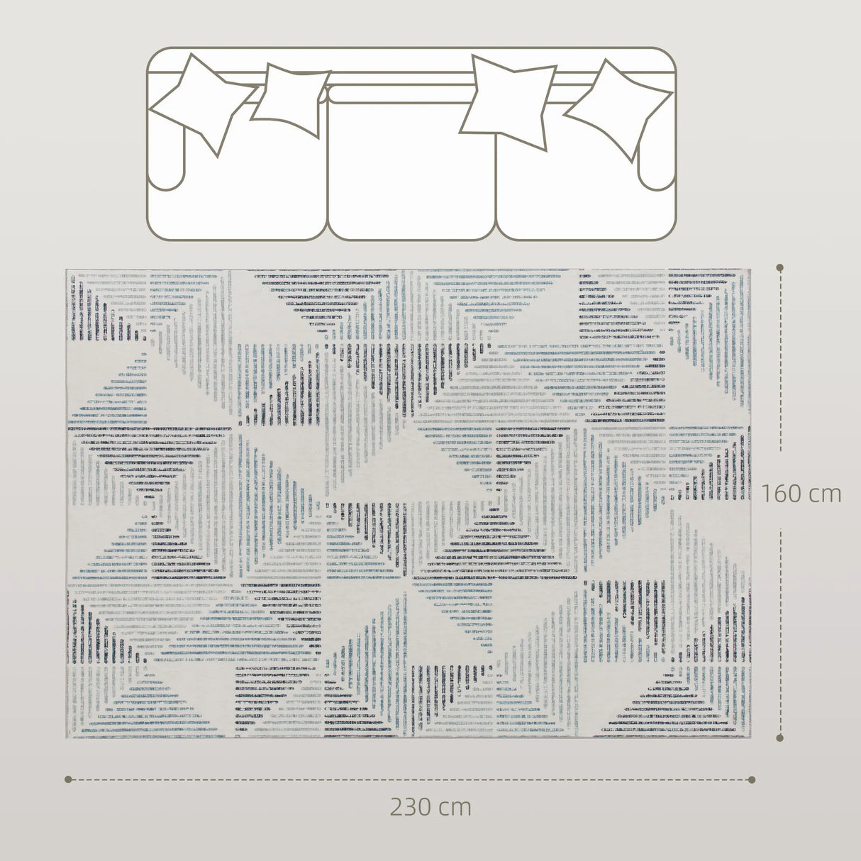 HOMCOM Modern Area Rug, Geometric Pattern Non-Slip Washable Rug, Soft Floor Carpet for Living Room, Bedroom, Dining Room, Home Office, 230 x 160 cm, Multi-Coloured