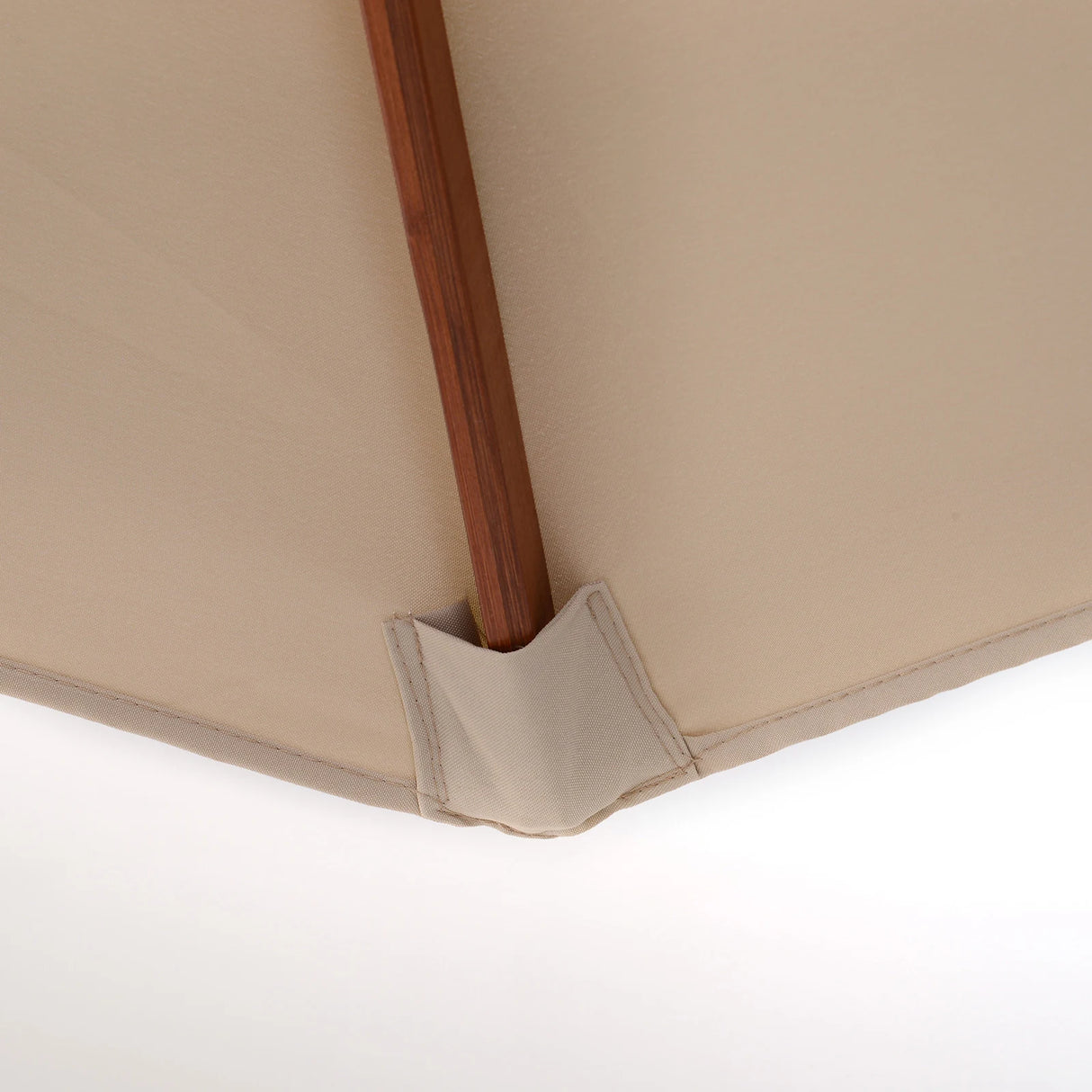 Outsunny 2.7m Wooden Parasol Elegant Two-Tier Design Garden Parasol Umbralle for Outdoor Shade, Beige