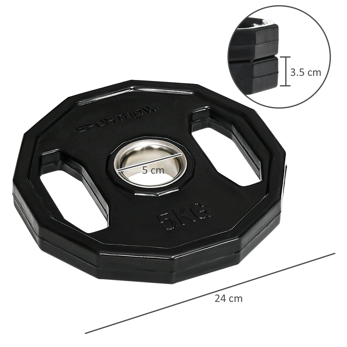 SPORTNOW Olympic Weight Plates Set, Metal and Rubber Bumper Plates Weights Discs with 2"/5cm Holes, for Home Gym Weight Lifting Strength Training, 2 x 5kg, Black