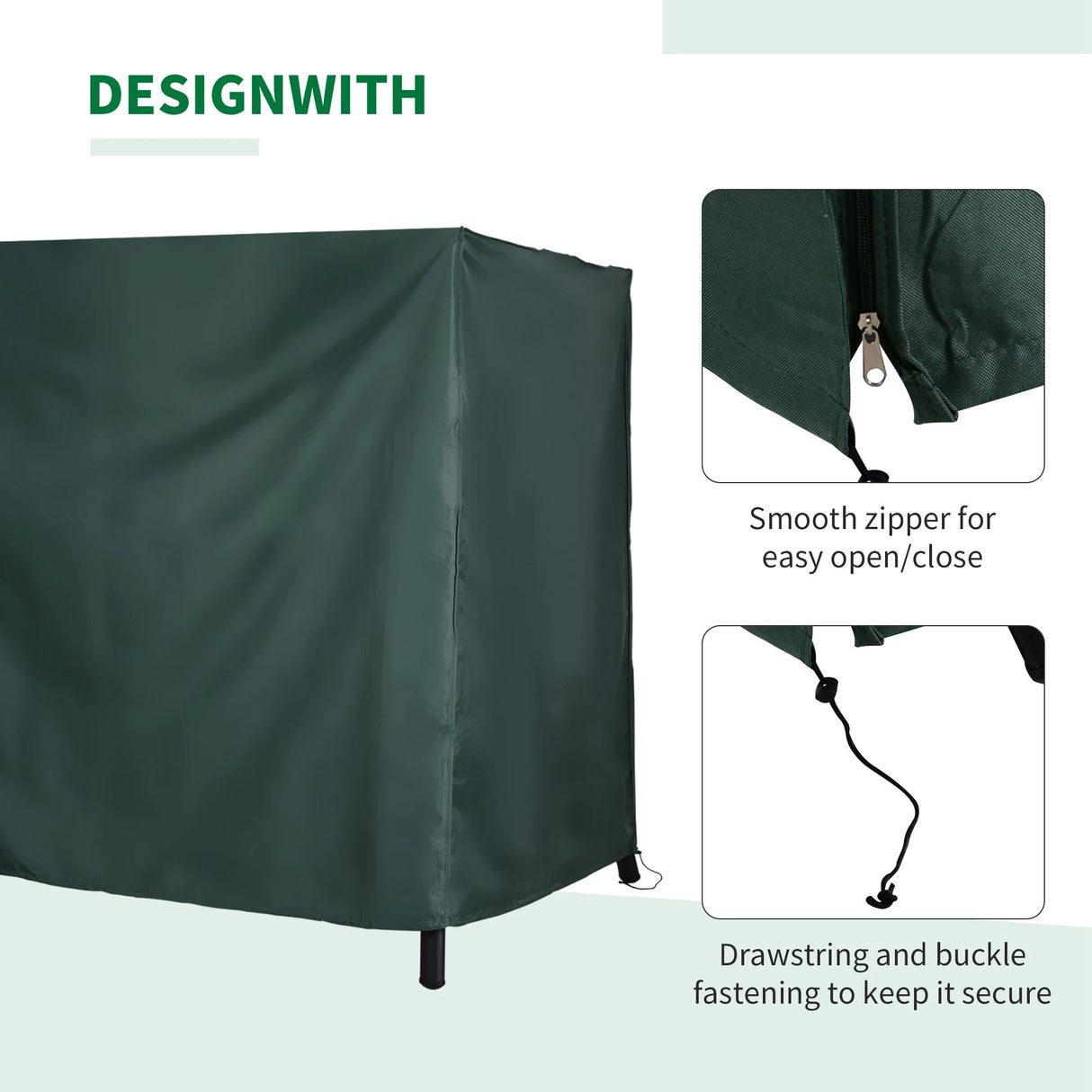 Outsunny 152 x 177cm Three-Seater Swing Chair Protective Cover Green