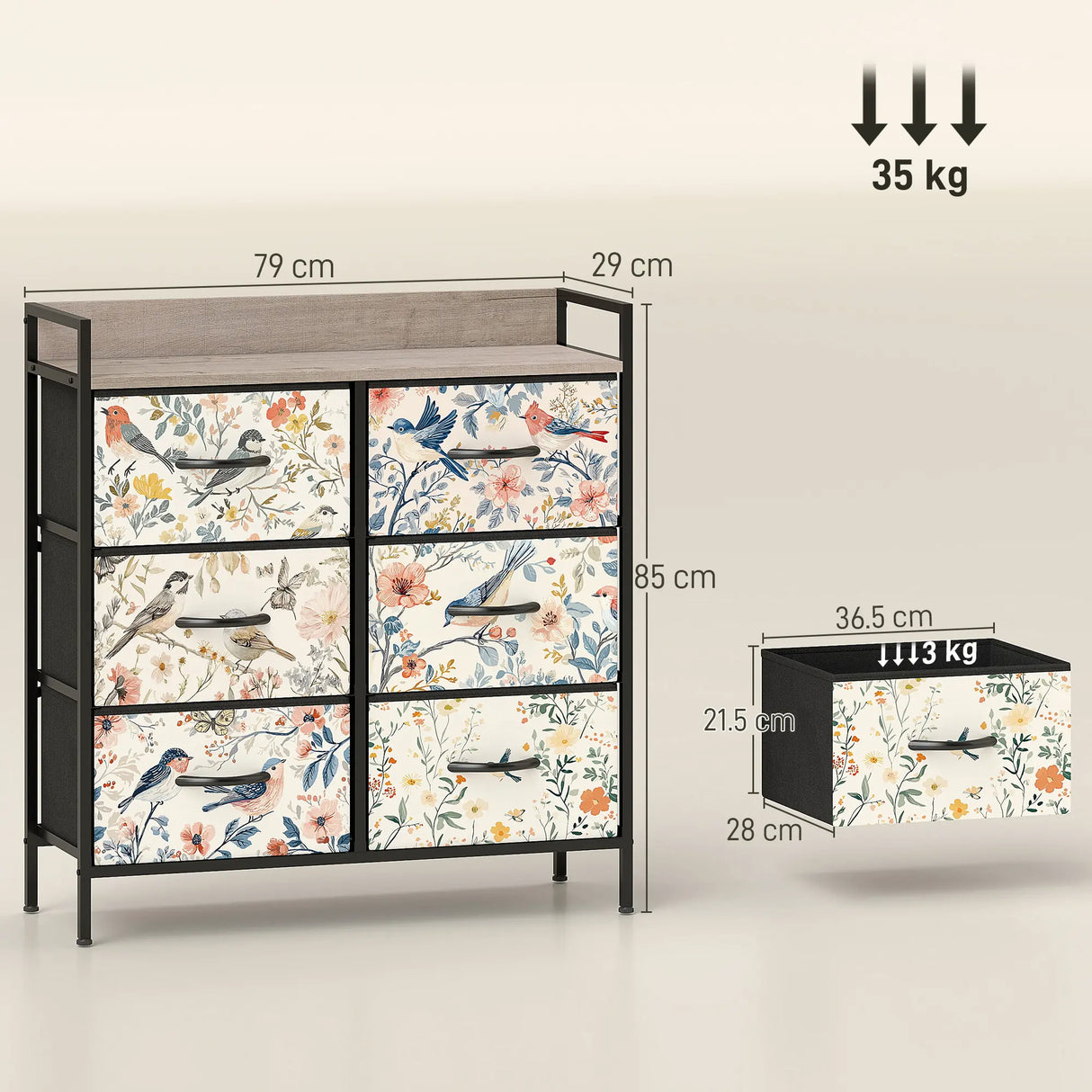 HOMCOM 6-Drawer Chest of Drawers - White