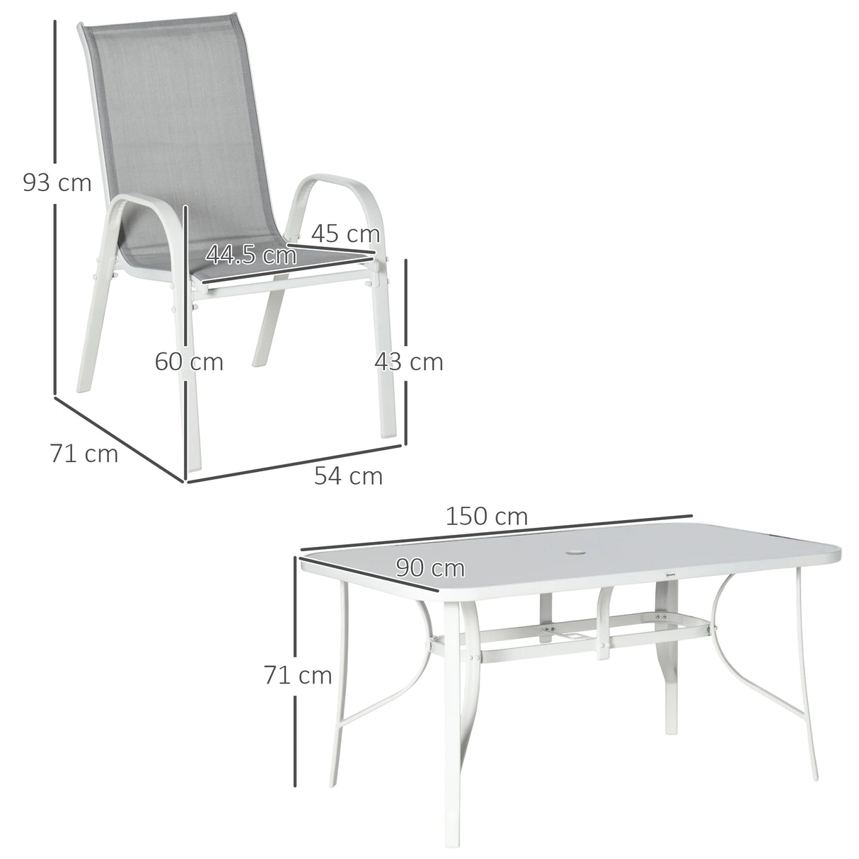 Outsunny Seven-Piece Outdoor Dining Set - Grey