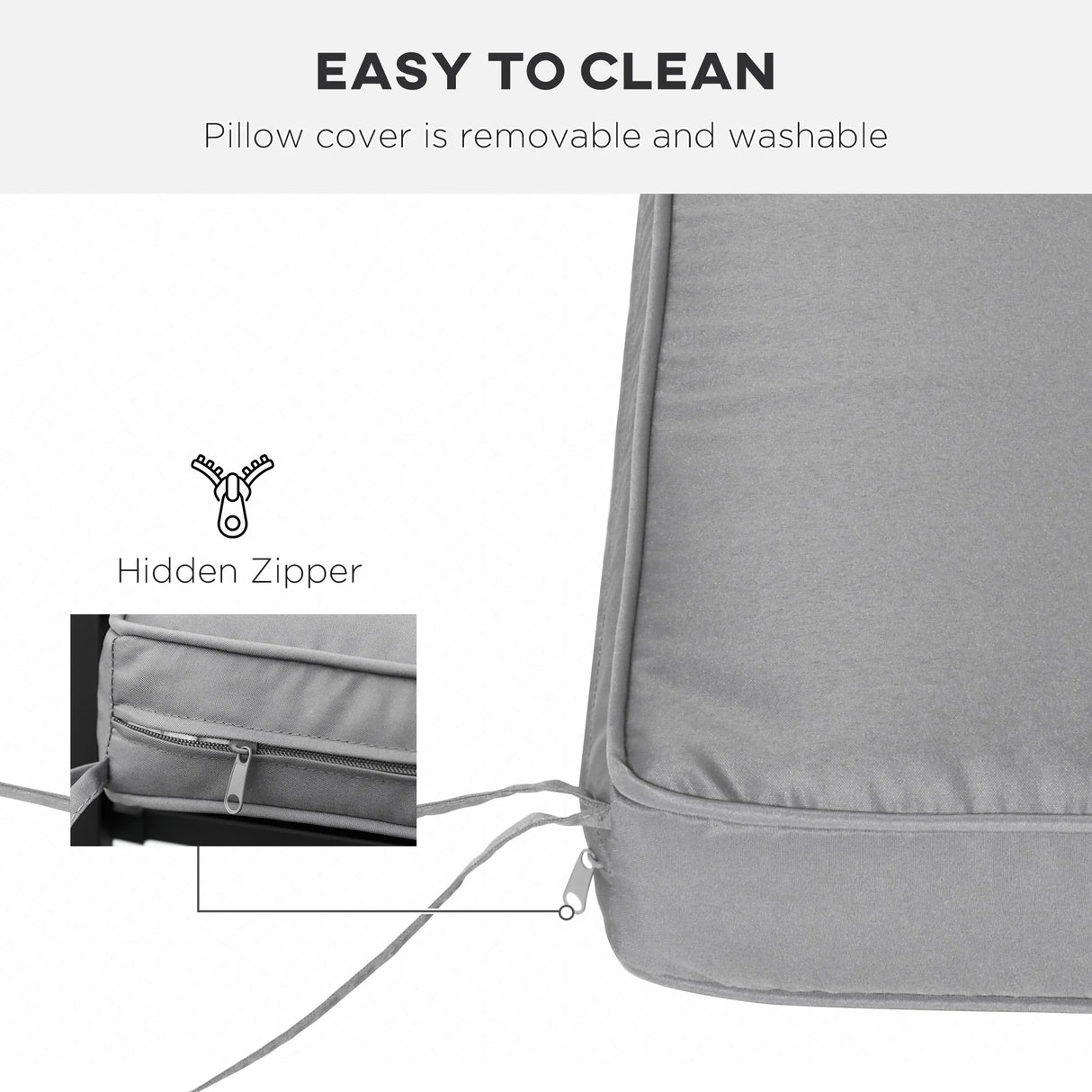 Outsunny 2 Seater Garden Bench Cushion -Light Grey