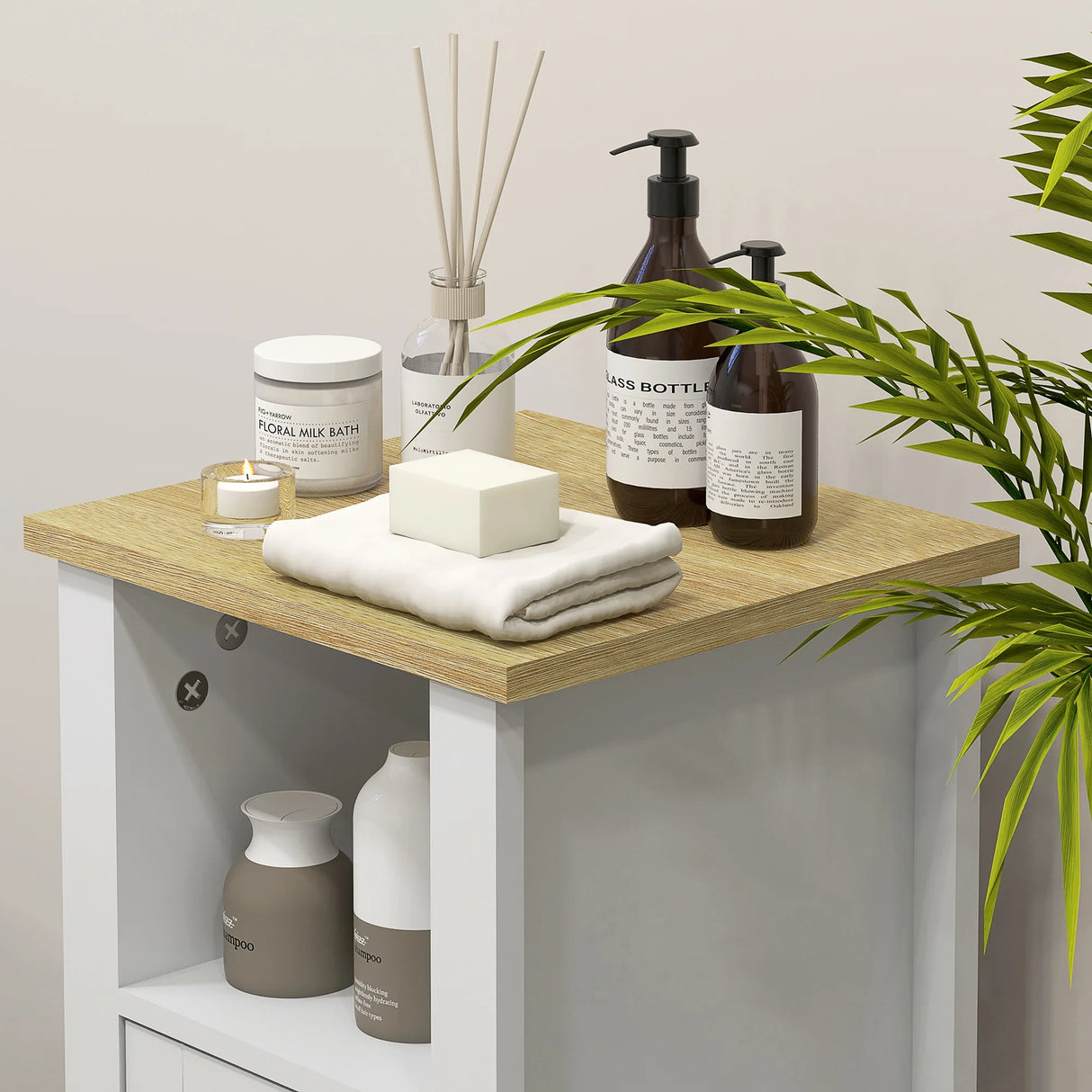 kleankin Slim Bathroom Storage Cabinet - White