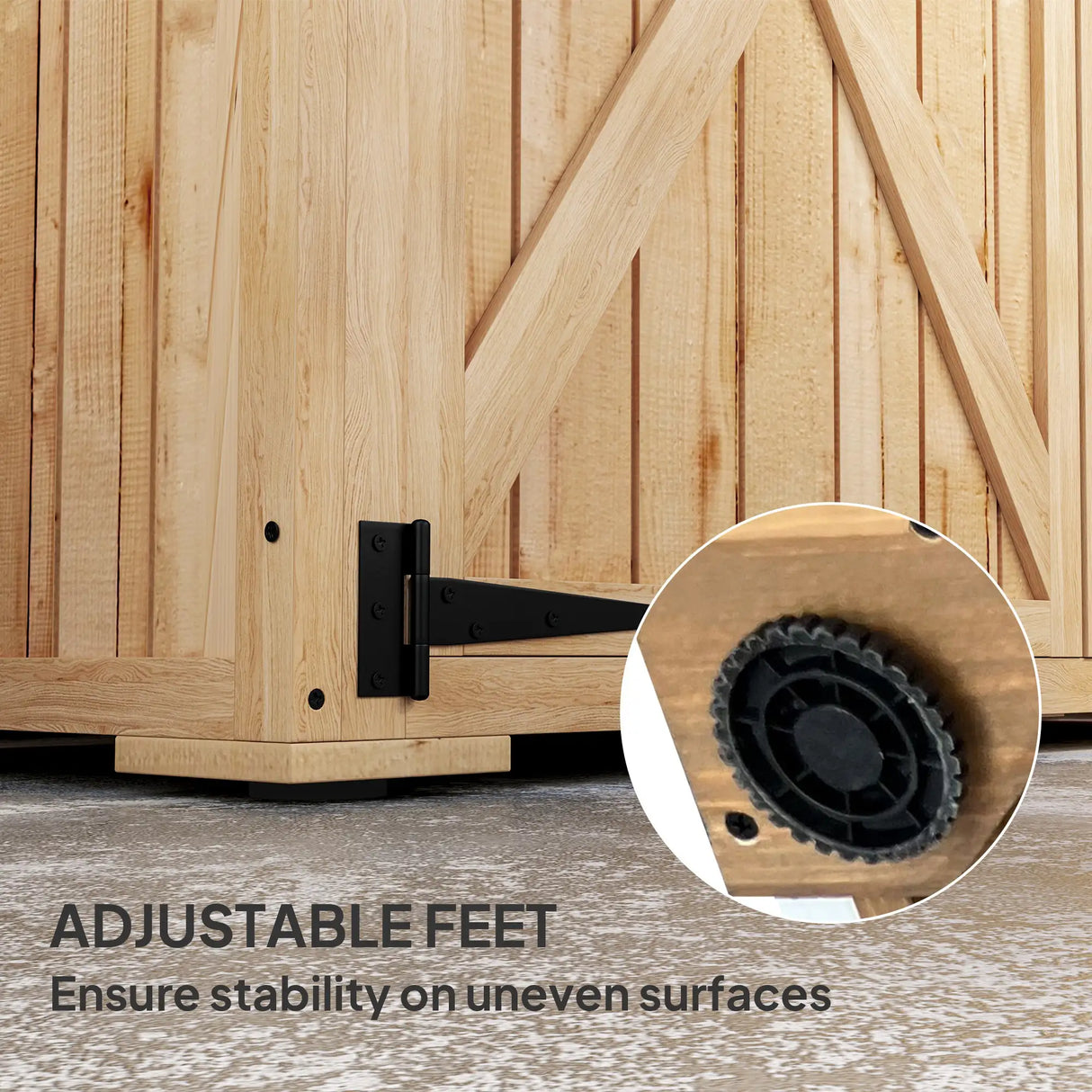 Outsunny Wooden Garden Storage Shed, Tool Storage Cabinet with Asphalt Roof and 2 Shelves for Garden Tools, Equipment, Outdoor Tool Shed with Double Doors, Natural