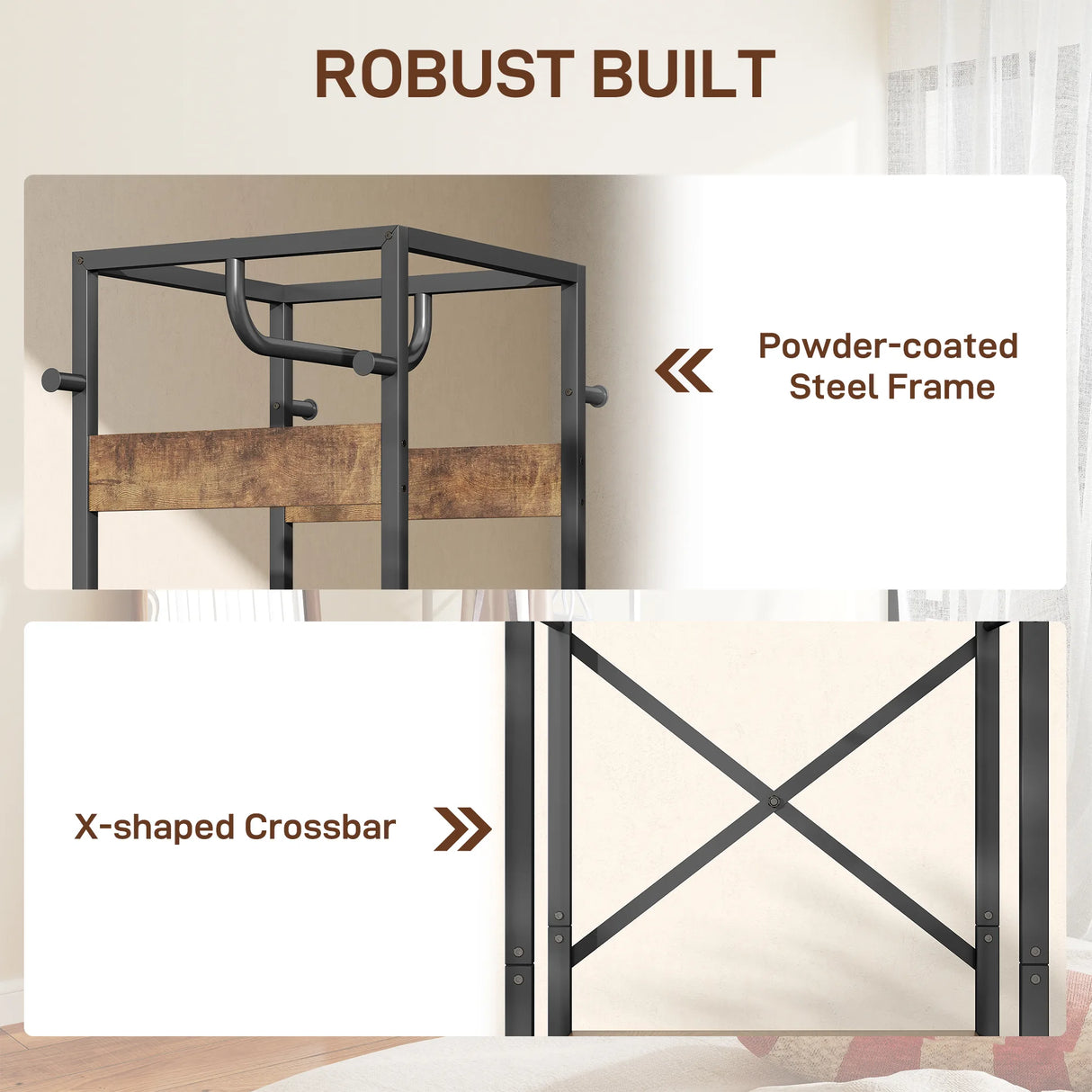 HOMCOM Multi-Storage Clothes Rack - Brown/Black