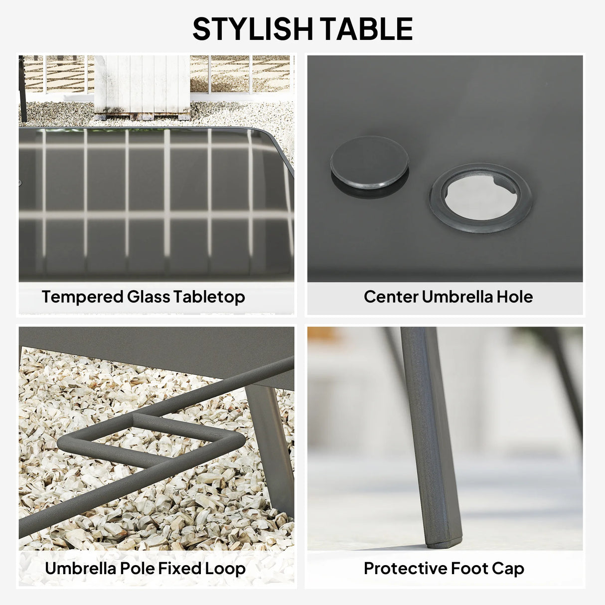 Outsunny Seven-Piece Outdoor Dining Set - Charcoal Grey