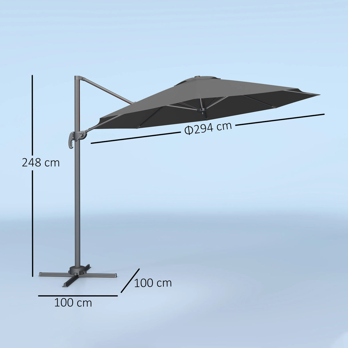Outsunny 3 x 3m Overhanging Cantilever Parasol - Black