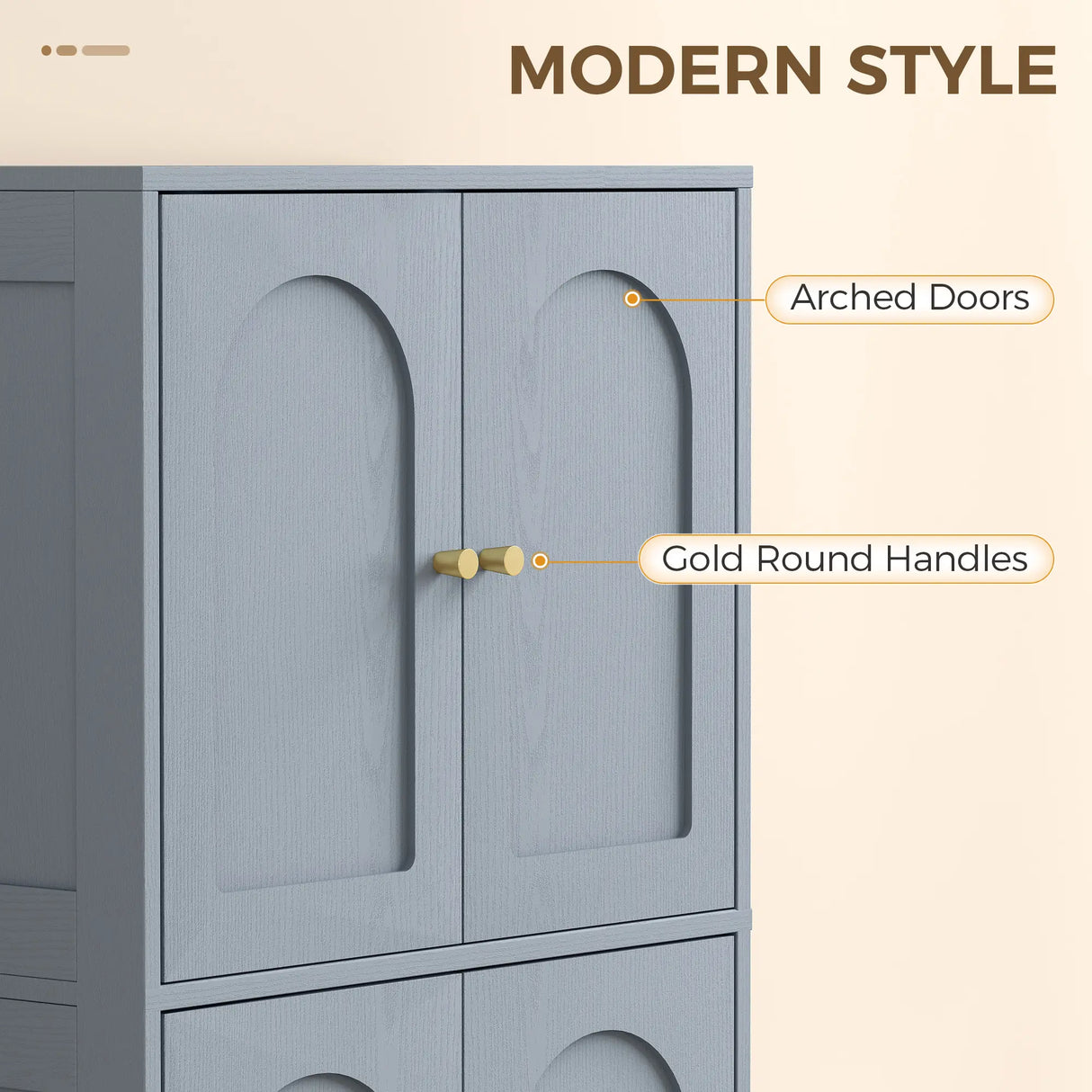 HOMCOM 4-Door Kitchen Storage Cabinet with Adjustable Shelves - Grey