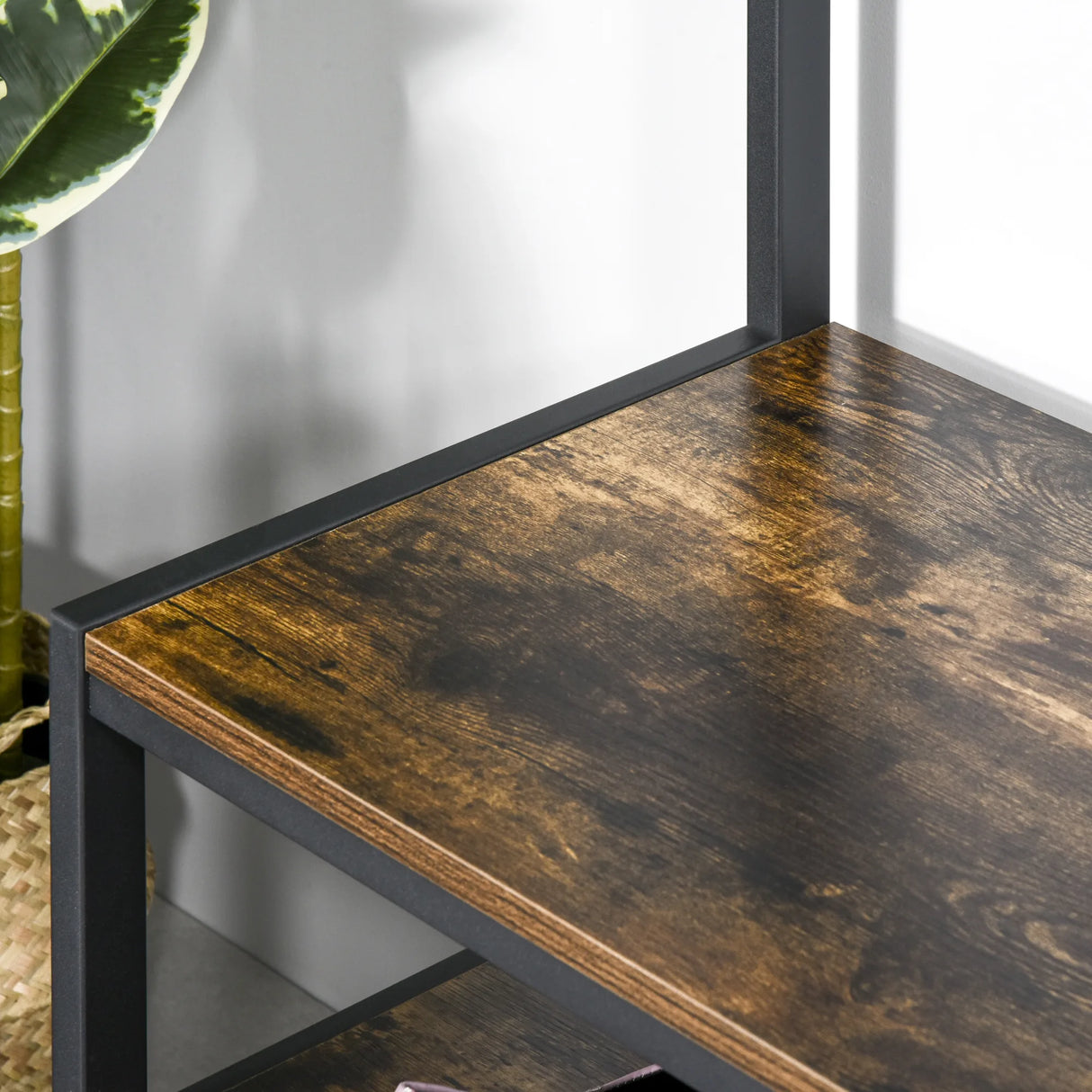 HOMCOM Coat Rack Stand, Free Standing Hall Tree, Coat Stand with Hooks, Bench and Shoe Rack, 100cm x 38.5cm x 185.5cm, Industrial Style, Rustic Brown and Black