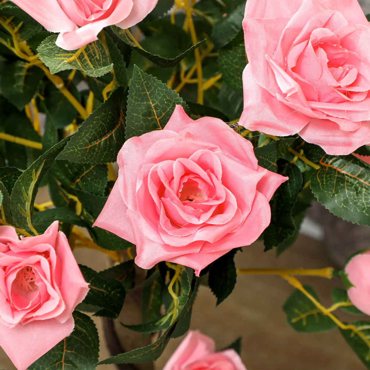 Outsunny Set of 2 Artificial Plants Pink Rose Floral in Pot, Fake Plants for Home Indoor Decor, 90cm