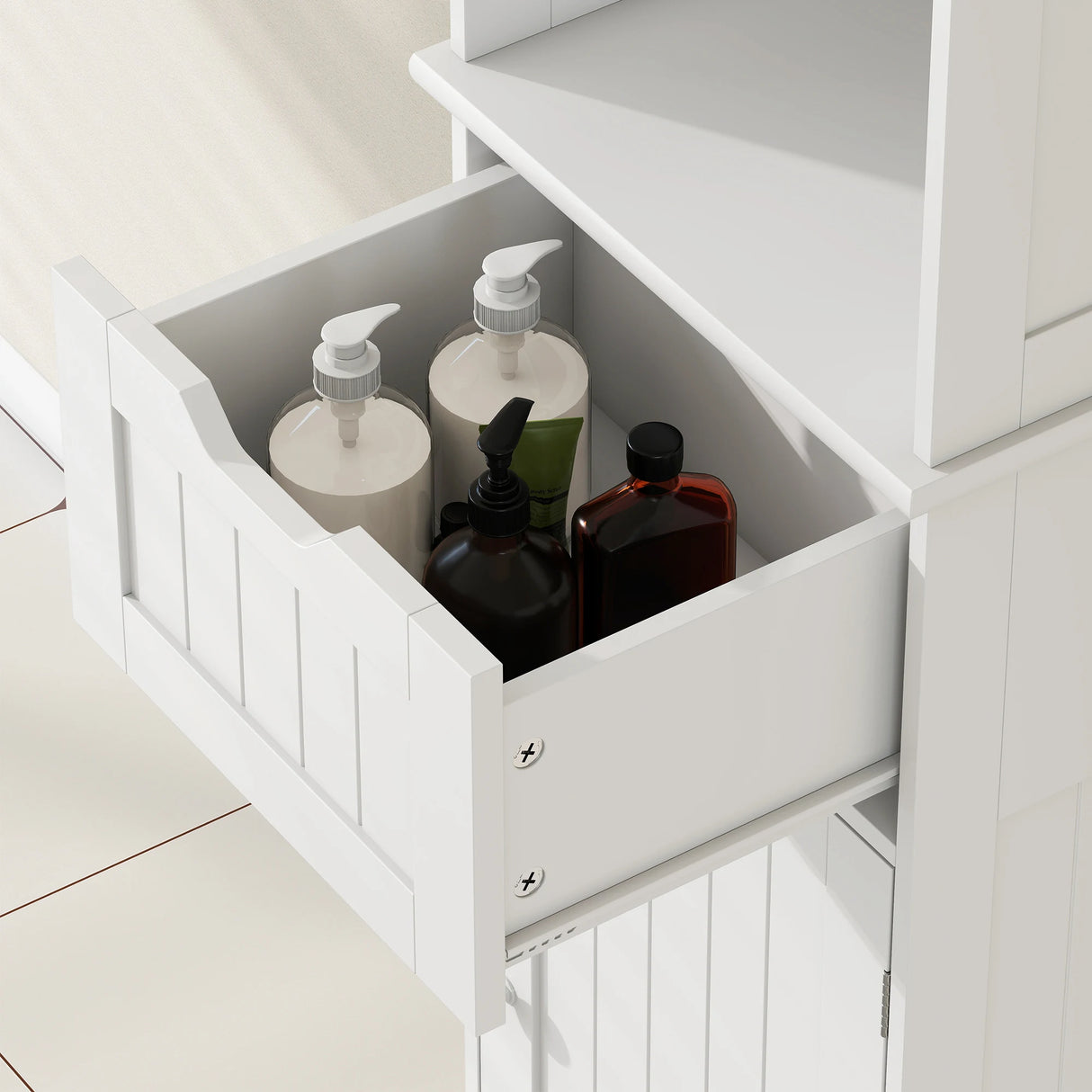 HOMCOM Slim Bathroom Storage Cabinet, with Sensor Lights - White
