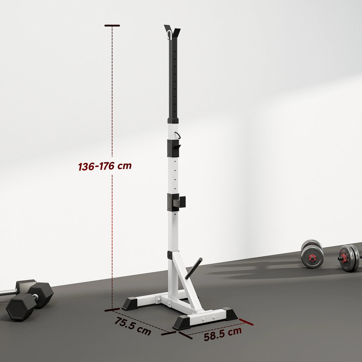 HOMCOM Weights Bar Barbell Rack Squat Stand Adjustable Portable Weight Lifting Max Load 200kg, Suitable For Home Gym Training Work Out