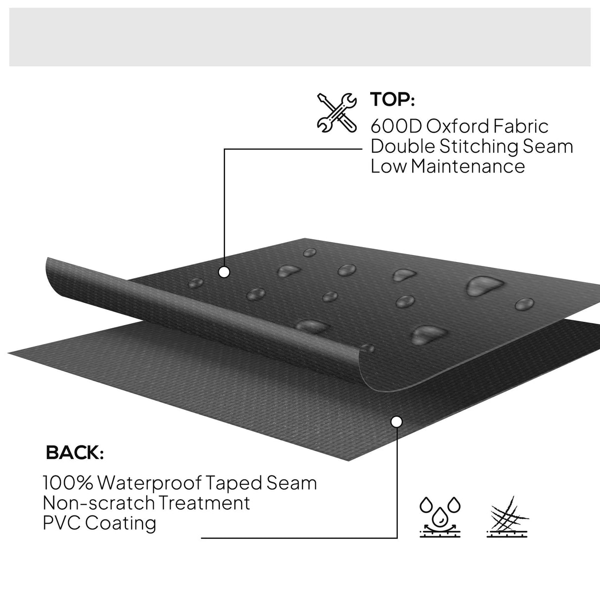 Outsunny Garden Patio Large Furniture Set Round Cover 600D Oxford Waterproof, 193 x 80H cm, Black