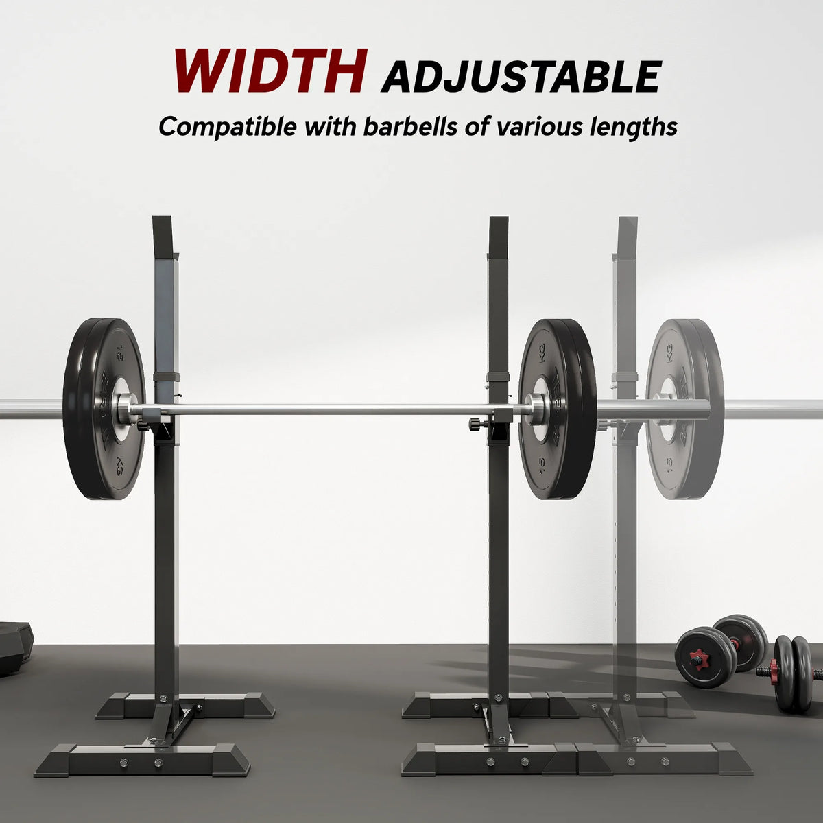 HOMCOM Adjustable Squat Rack, Weight Strength Training Bench Press Rack Weight Bench Supporter for Home Gym Exercise, Max Load 150kg, 124-154cm