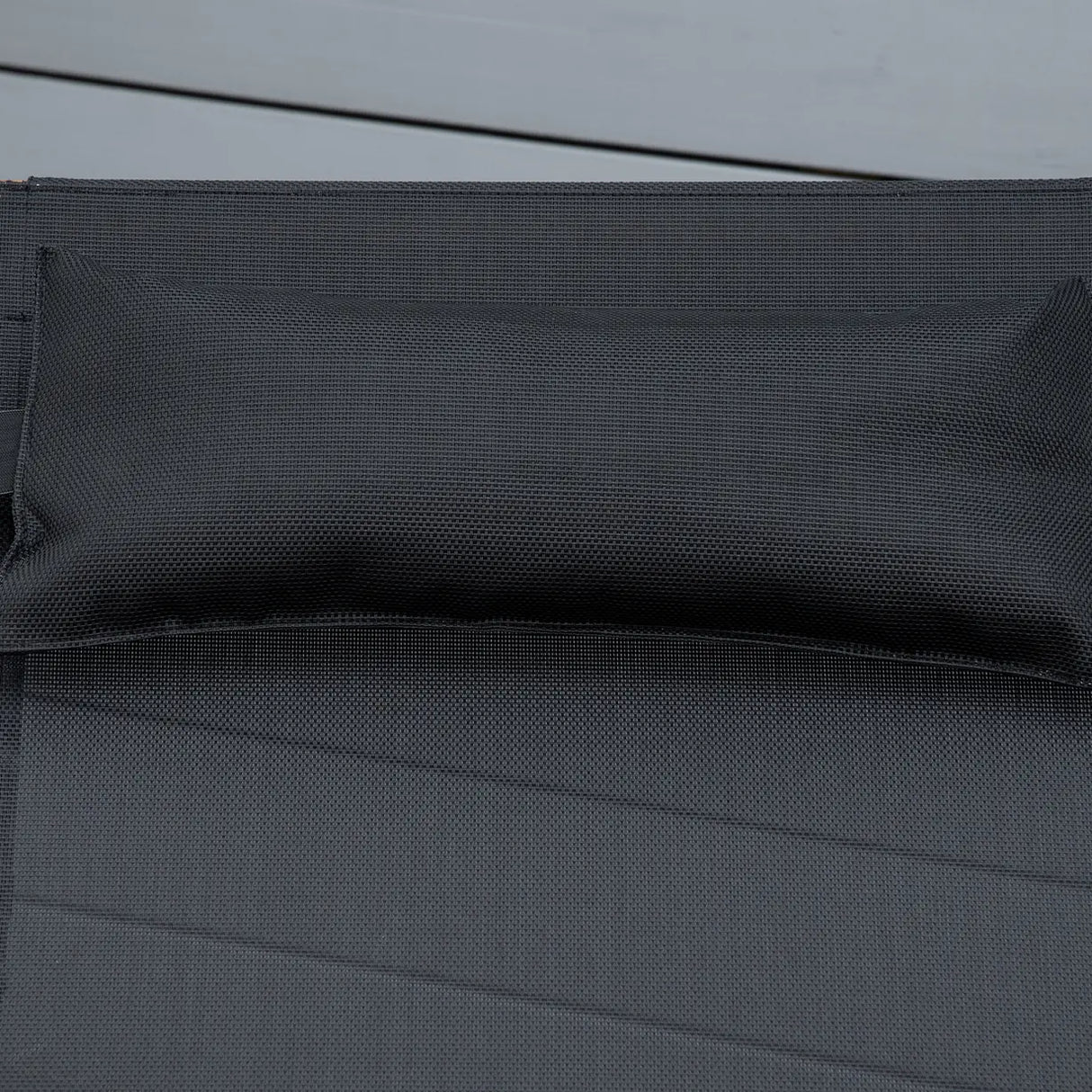 Outsunny Ergonomic Patio Lounge Chair Wooden Outdoor Chaise w/ 3 Adjustable Back and Removable Headrest Pillow for Garden Black