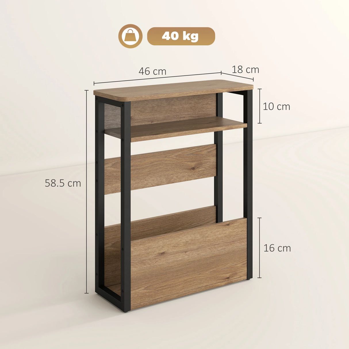 HOMCOM Industrial-Style Side Table - Black/Walnut Brown