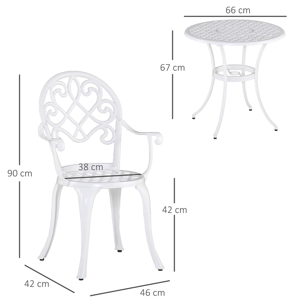 Outsunny Three-Piece Elegant Aluminium Garden Set - White