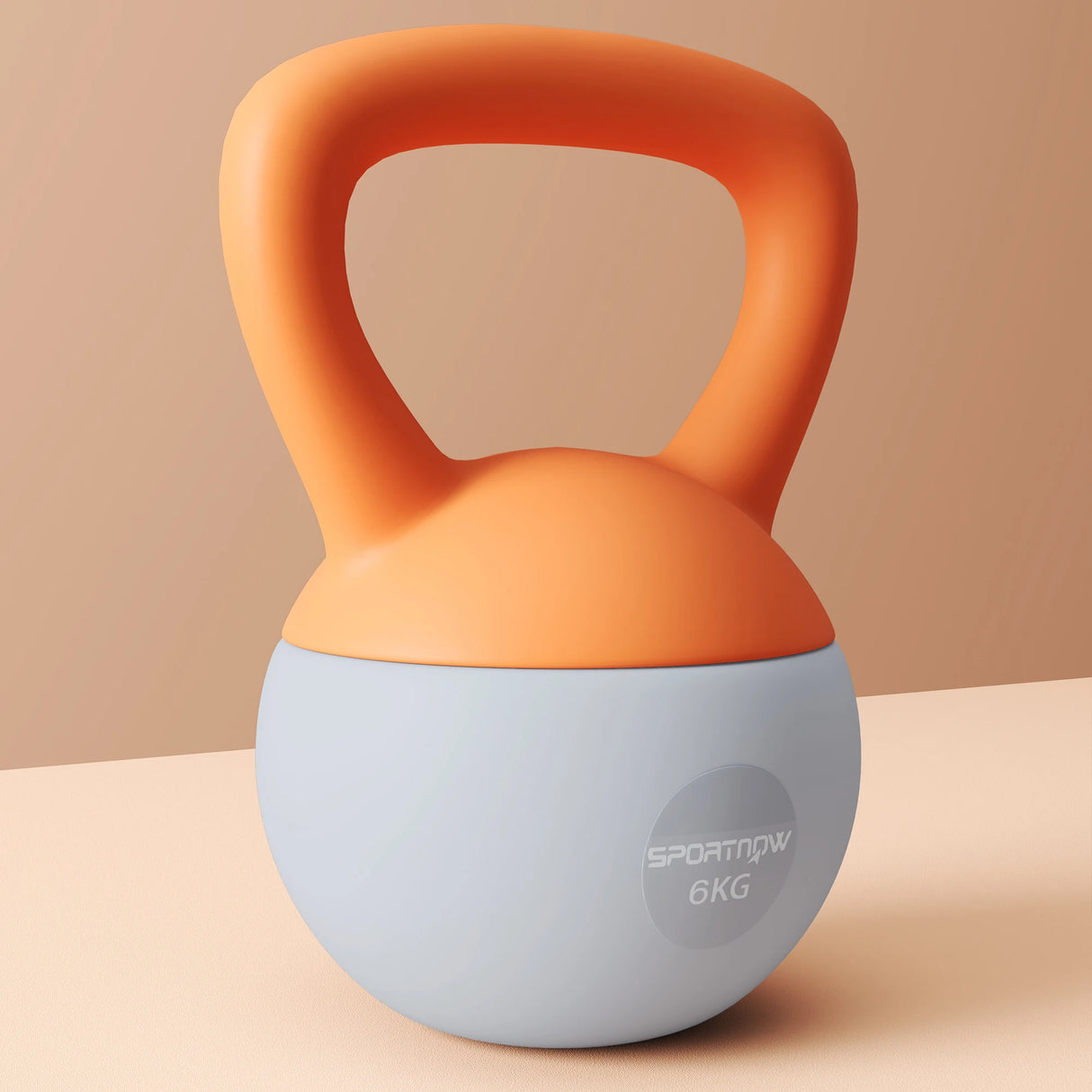 SPORTNOW 6KG Soft Kettlebell with Non-Slip Handle, for Home Gym, Weight Lifting, Strength Training, Orange/Grey