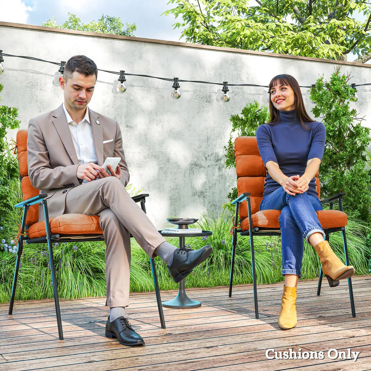 Outsunny Set of Two Padded Outdoor Seat Cushions - Orange