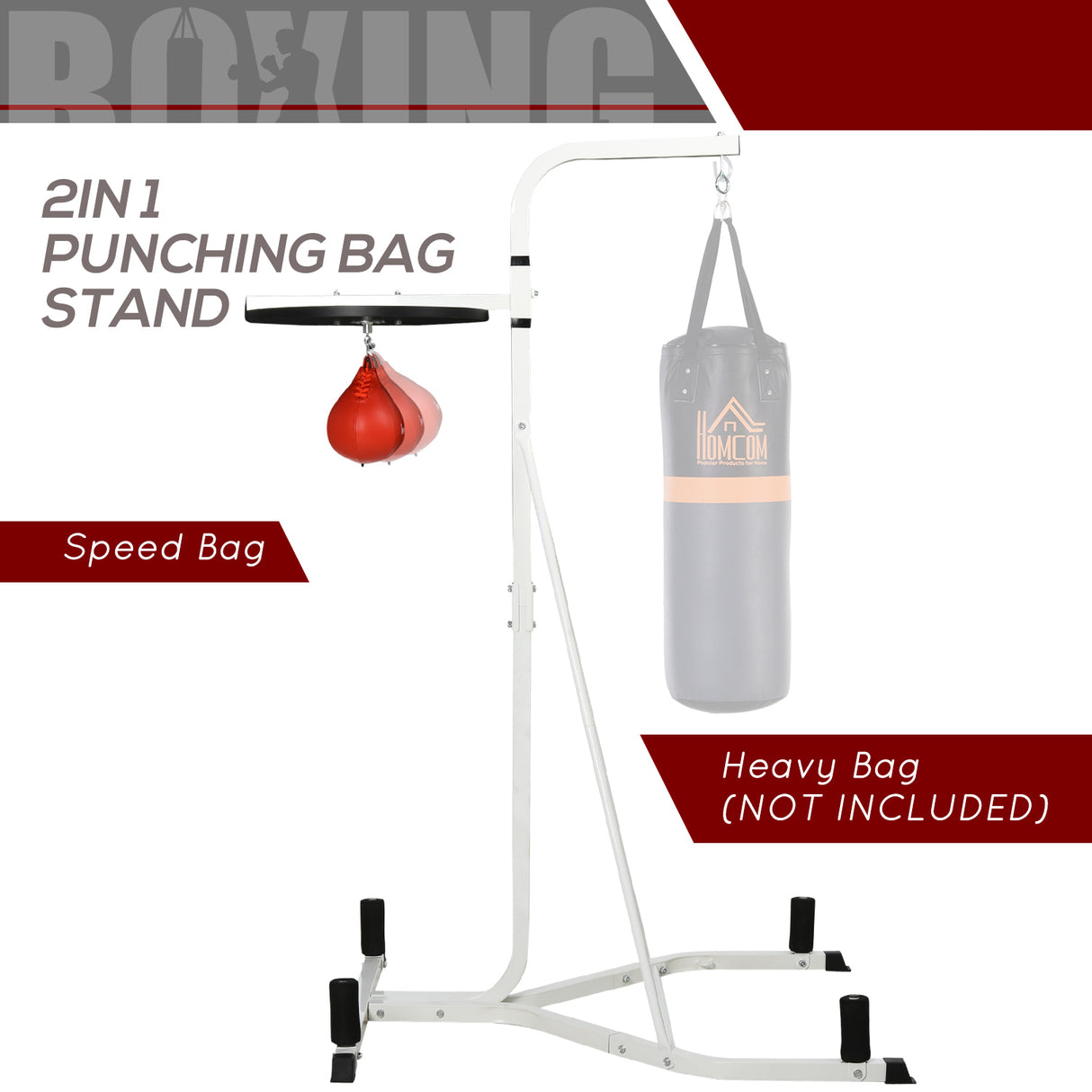 HOMCOM Adjustable Freestanding Speedbag, Punch Bag Hanger, White