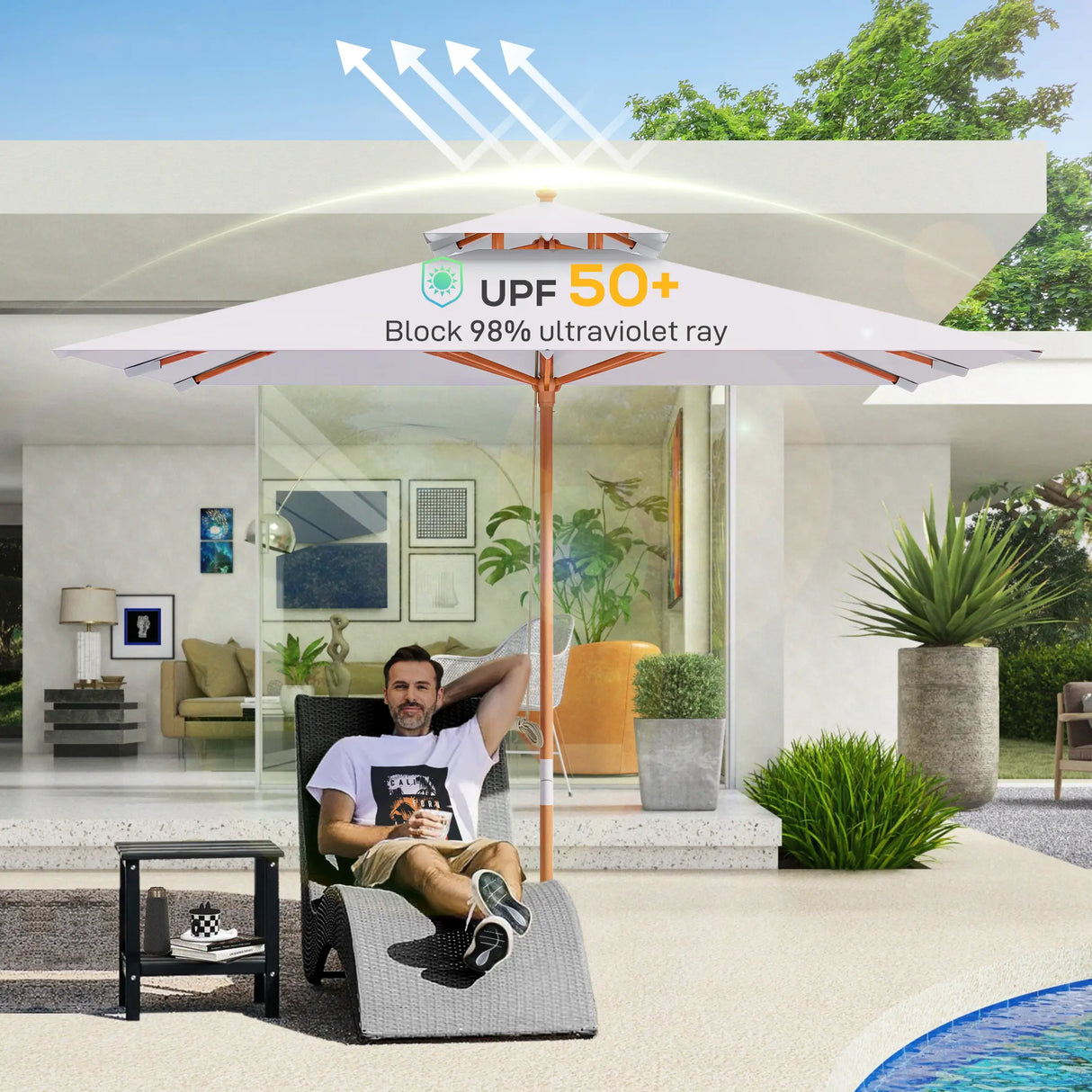 Outsunny 3 m Square Canopy Parasol - Grey