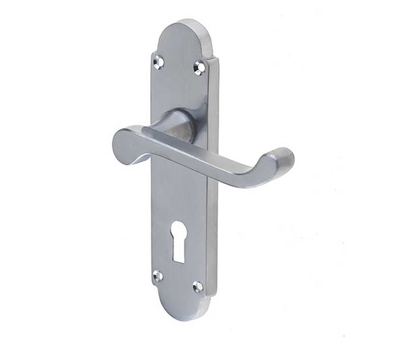 Epsom Suite Door Handle on Lockplate Satin Chrome