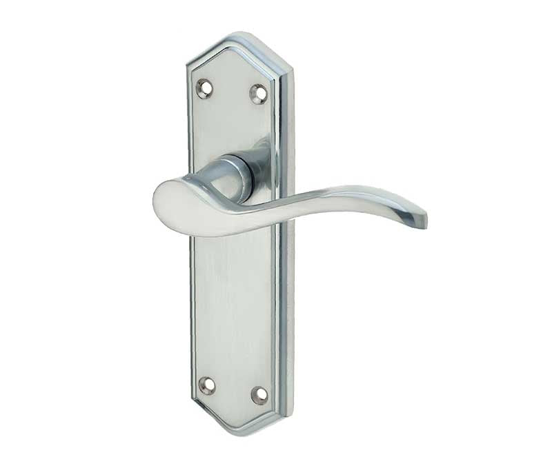Paris Suite Door Handles on Latchplate Satin Chrome