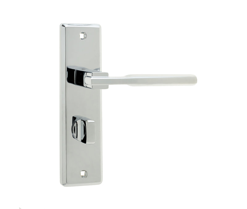 Delta Suite Door Handles on Bathrooom Plate Polished Chrome