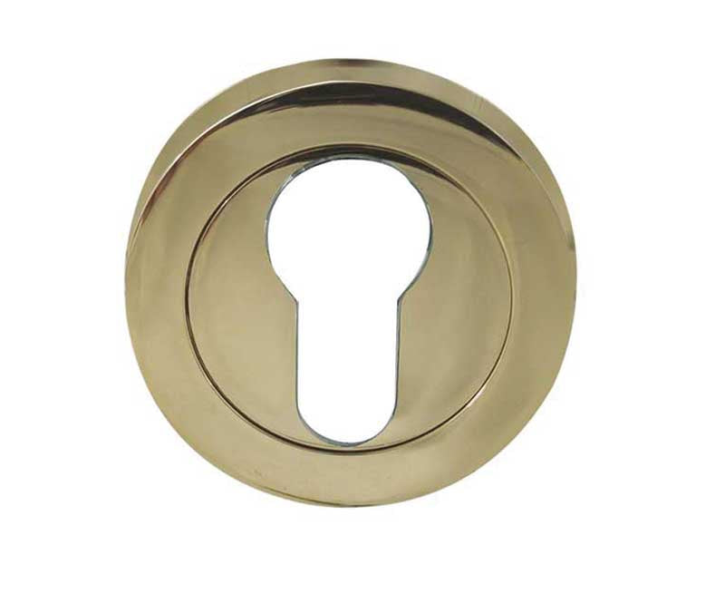 Jedo Designer Euro Profile Escutcheons on 50mm Round Rose Brass Finish