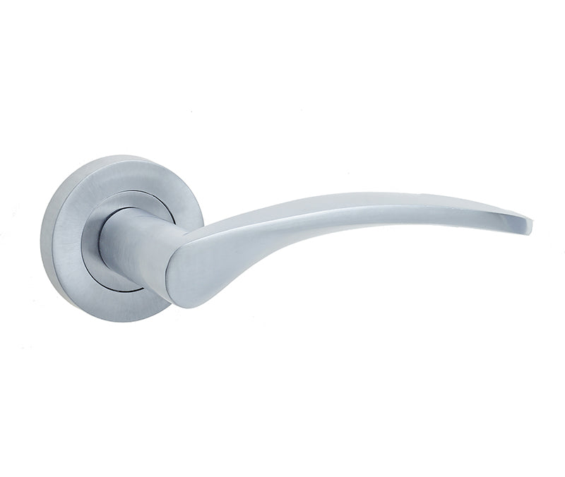 Monaco Door Handle on Rose Satin Chrome