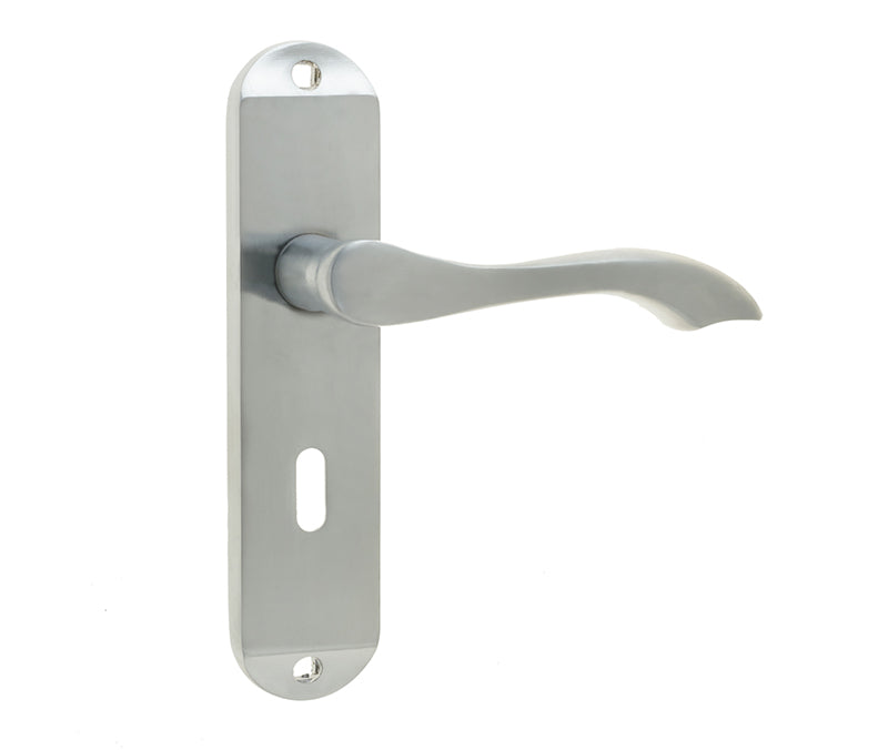 Broadway Suite Door Handle on Lockplate Satin Chrome