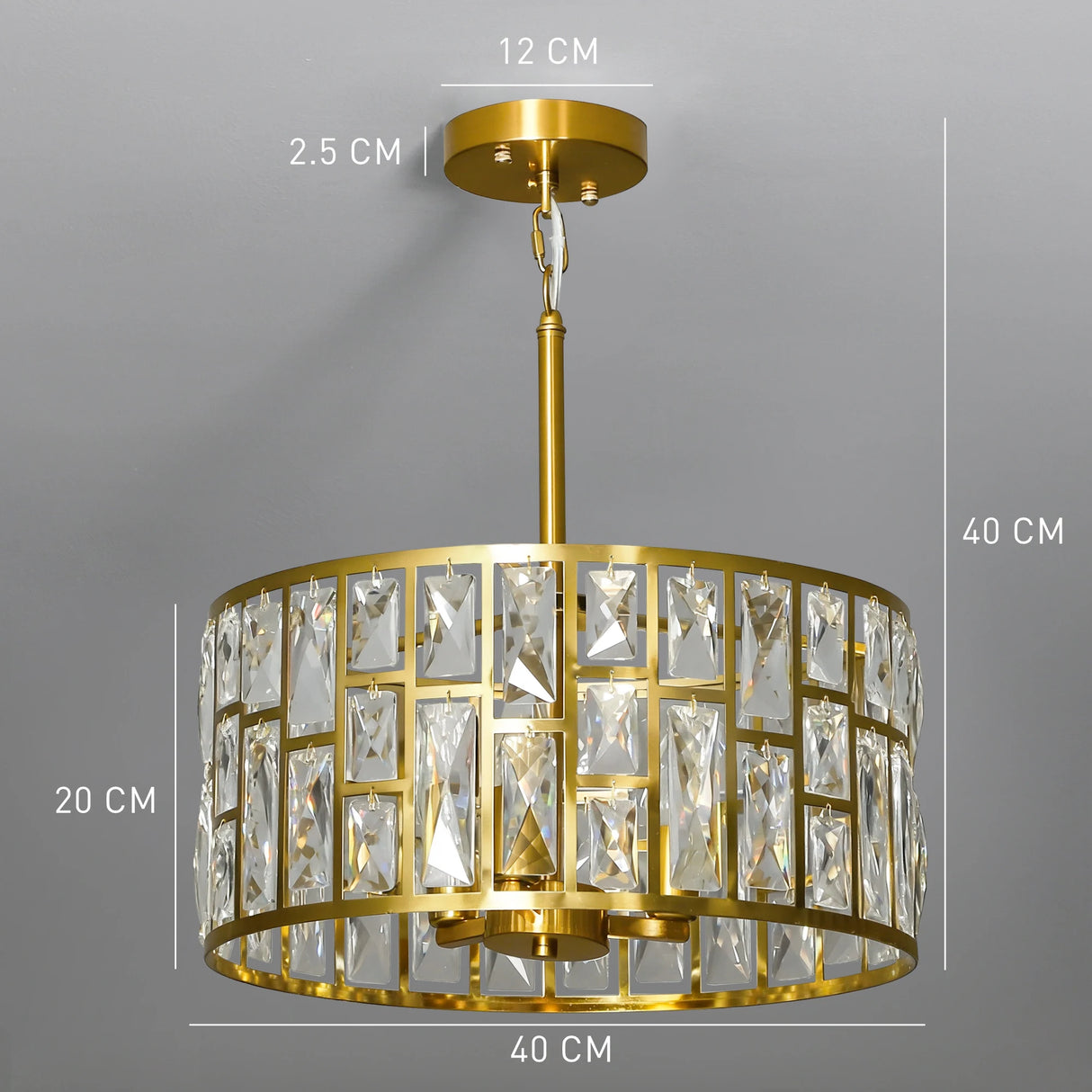 HOMCOM 72 Glass Crystallite Chandelier - Gold-Tone