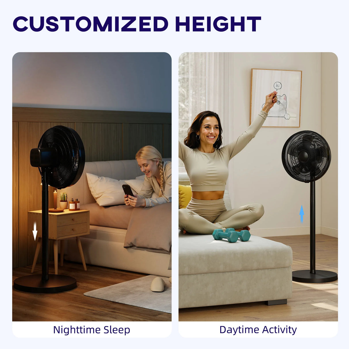 HOMCOM 40 cm Standing Fan, Cooling Floor Fan with 80 Oscillating, Adjustable Tilt and Height, 4 Speed, Remote Control, Black