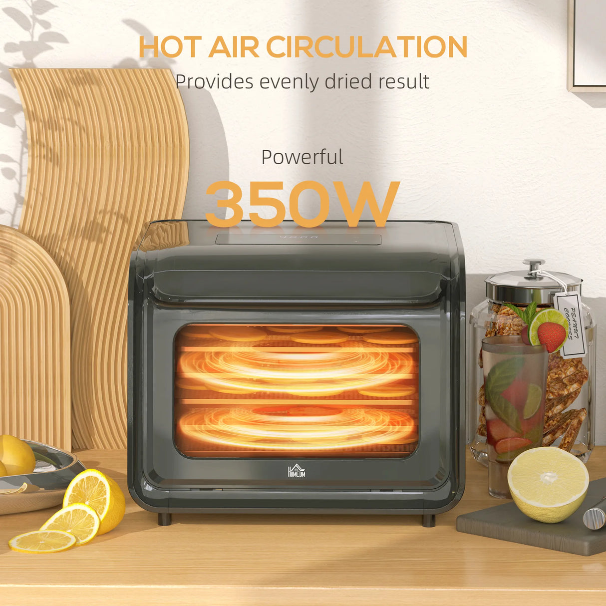 HOMCOM 35-70C Six-Tray Food Dehydrator - Black