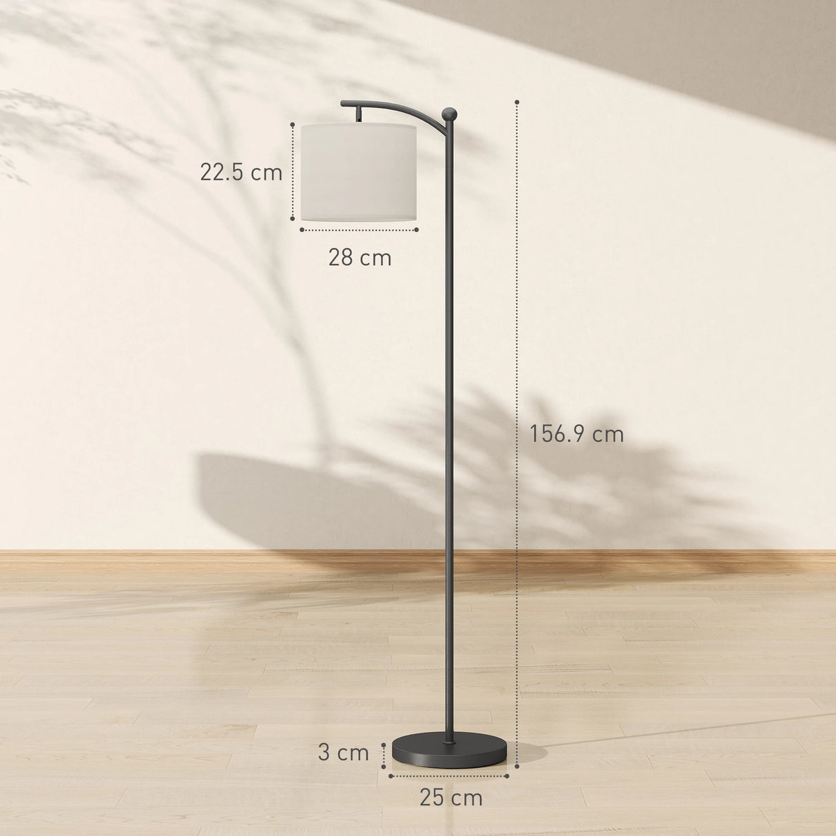 HOMCOM LED Floor Lamp, Stepless Dimmable Reading Standing Lamp with Magnetic Remote Control and 11 Colours Temperature & 11 Brightness Levels, 60 Min Timer for Living Room, Bedroom, Office, Black