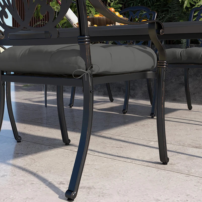 Outsunny 4-Piece Seat Cushion Pillows Replacement, Patio Chair Cushions Set with Ties for Indoor Outdoor, Charcoal Grey